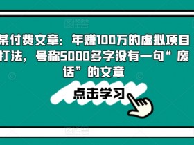 年赚100w的虚拟项目打法：5000字干货无废话，暴利赚钱秘籍-54创业网