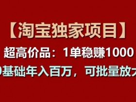 淘宝独家项目：0基础年入百万，1单稳赚1k+，可批量放大揭秘-54创业网
