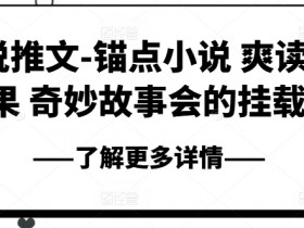 爽读快果！锚点小说推文：奇妙故事会挂载，畅享精彩小说-54创业网