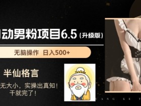 全自动男粉项目6.5升级版：日赚1K+实战揭秘，轻松引流变现-54创业网