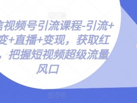 微信视频号引流变现课：裂变直播+红利技巧，抢占短视频流量风口-54创业网