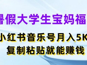 大学生宝妈暑假兼职：小红书音乐号月入5000+，复制粘贴轻松赚钱攻略-54创业网