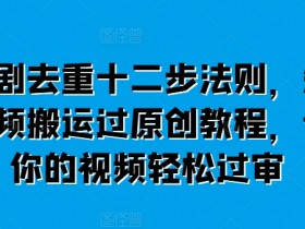 短视频搬运原创教程：12步去重法则，轻松过审不违规-54创业网