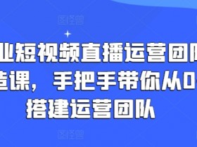 企业短视频直播运营团队打造课：0-1手把手教你搭建高效团队-54创业网