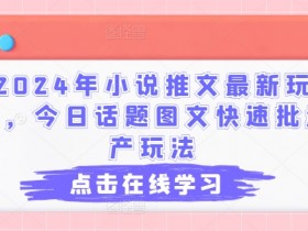 2024小说推文最新玩法：今日话题图文批量产技巧，快速涨粉变现-54创业网