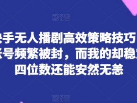 快手无人播剧日入四位数秘诀：账号防封技巧大公开，高效稳定赚钱攻略-54创业网
