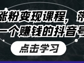 抖音涨粉变现技巧：0基础速成赚钱抖音号实战课程-54创业网