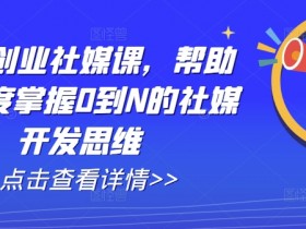 外贸创业社媒课：0到N社媒开发思维，轻松掌握海外客户开发技巧-54创业网