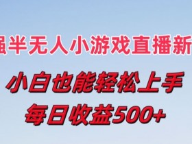 半无人直播小游戏赚钱攻略：新手日入500+的暴利玩法揭秘-54创业网