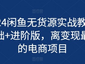 2024闲鱼无货源电商实战教程：零基础到进阶，最快变现的电商项目-54创业网