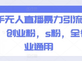快手无人直播引流秘籍：创业粉S粉全行业通用，暴力涨粉玩法大公开-54创业网