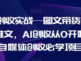 AI创收实战：0基础玩转AI图文带货+小说推文，自媒体赚钱必备教程-54创业网
