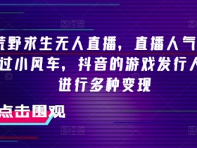 抖音荒野求生无人直播2000+人气：小风车变现+游戏发行人计划揭秘-54创业网