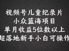2024蓝海项目：视频号儿童纪录片科普赚钱，新手小白月入5位数实操揭秘-54创业网