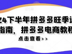 2024拼多多旺季运营指南：下半年电商爆单实战教程-54创业网