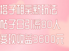 同城搭子相亲新玩法：1篇帖子引流80人，日赚3600元(附实操教程)-54创业网