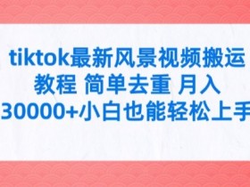 TikTok风景视频搬运教程：简单去重月入3W+ 新手轻松上手赚钱秘籍-54创业网