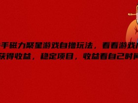 快手游戏广告赚钱：磁力聚星自撸玩法揭秘，0门槛稳定收益-54创业网
