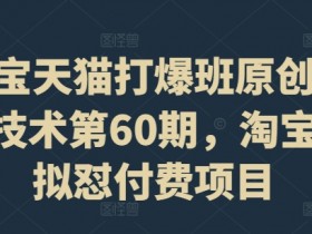 淘宝虚拟怼付费项目技术：天猫打爆班60期高阶原创教程-54创业网