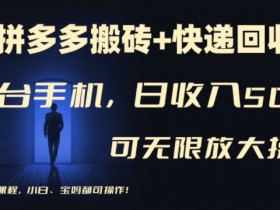 拼多多搬砖快递回收项目：1台手机日赚500+，多号矩阵无上限，新手宝妈轻松上手-54创业网