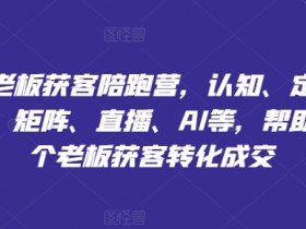 实体老板获客陪跑营：认知定位文案矩阵直播AI，助力老板获客转化成交-54创业网