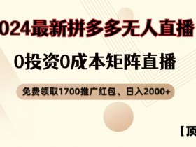 拼多多1700元红包免费领：0成本无人直播日赚2000+顶流玩法大揭秘-54创业网