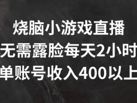 揭秘烧脑小游戏直播：不露脸日赚400+，每天2小时轻松赚钱-54创业网