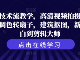 剪辑技术流教学：从小白到大神的视频拍摄调色抠图全攻略-54创业网