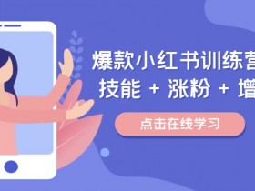 小红书涨粉赚钱训练营：爆款技能+快速涨粉+轻松增收，做擅长的事赚更多-54创业网
