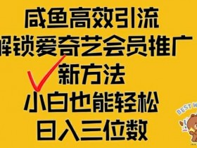闲鱼爱奇艺会员推广：小白日入300+的引流秘籍，高效变现攻略-54创业网