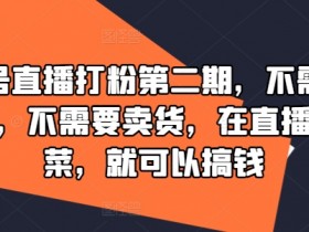 视频号直播打粉第二期：不拍视频不卖货，直播间做菜轻松搞钱-54创业网