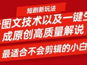 小白必学：短剧卡图文技术轻松过原创，一键生成高质量短剧视频干货揭秘-54创业网