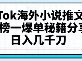TikTok小说推文赚钱秘籍：海外爆单日入千刀攻略，榜一实操分享-54创业网