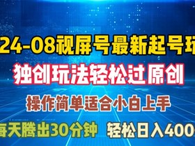 视频号最新起号玩法：8月原创日入三位数秘诀大公开-54创业网