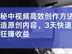 3天快速启号狂赚收益：中视频高效创作方法大揭秘，轻松打造原创爆款-54创业网