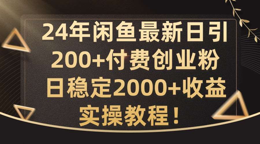 24年闲鱼创业粉日引200+：揭秘日赚2000+的实操教程-54创业网