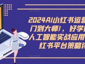 2024小红书AI运营实战课：零基础速成大师，智能策略+爆款技巧全解析-54创业网