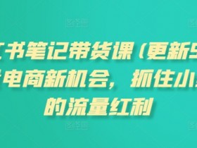 小红书带货课9月新版：抓住流量红利，0基础学电商变现技巧-54创业网