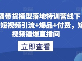 直播带货模型特训营：短视频引流+爆品打造+付费投放实战课-54创业网
