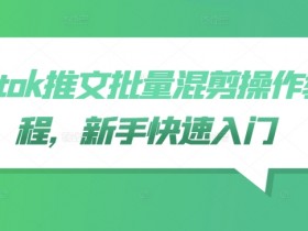TikTok批量混剪教程：新手3分钟学会推文批量剪辑-54创业网