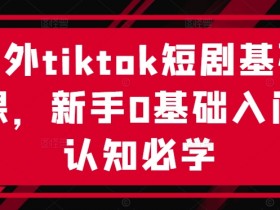 TikTok短剧新手入门：0基础必学海外短视频制作技巧-54创业网