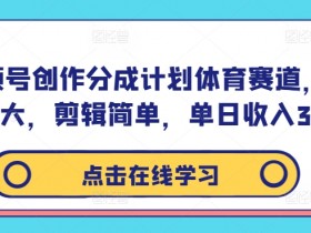 体育赛道视频号创作分成计划：流量大易剪辑，日赚300+-54创业网