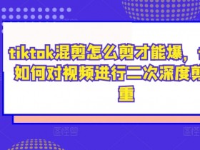 TikTok混剪爆款技巧：如何二次深度剪辑去重-54创业网