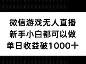 微信游戏无人直播赚钱：新手小白单日收益破1k实操揭秘-54创业网