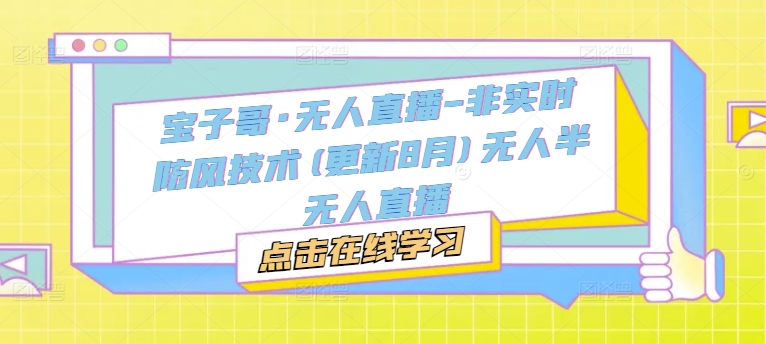 宝子哥无人直播-非实时防风技能(更新9月)无人半无人直播