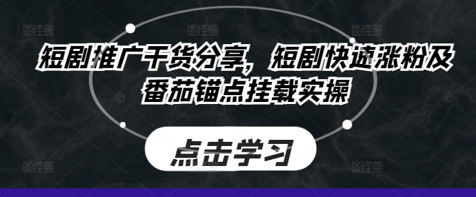 短剧推广干货：快速涨粉技巧与番茄锚点挂载实操-54创业网