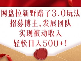 网盘拉新野路子3.0：轻松日入500+被动收入技巧，招募博主团队揭秘-54创业网