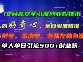 10月最安全引流创业粉技术：揭秘全网精准求带粉不封号技巧-54创业网