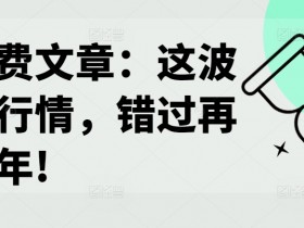 抓住改命行情：这波机会错过再等十年！-54创业网