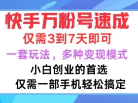 快手万粉号速成：3-7天快速涨粉变现，小白创业首选玩法大揭秘-54创业网